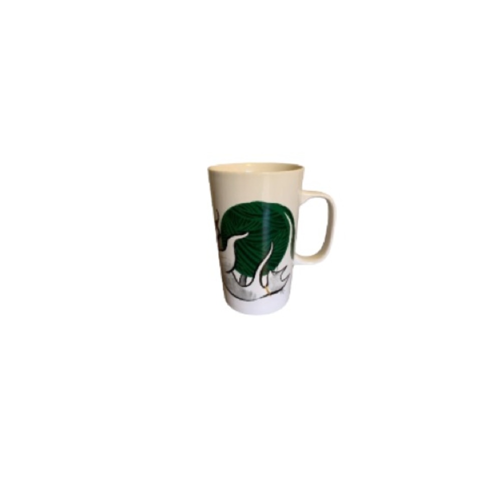 Starbucks “Cat and Yarn” 16 Oz. White, Green, and Black Ceramic Mug